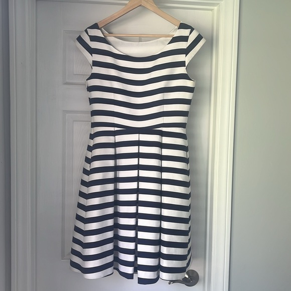 Kate Spade Navy & White Striped Mariella Dress Cap Sleeve Boat Neck - Picture 5 of 6